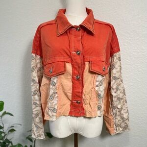 POL Boho Patchwork Jacket | Coral & Peach Mix | Paisley Sleeves